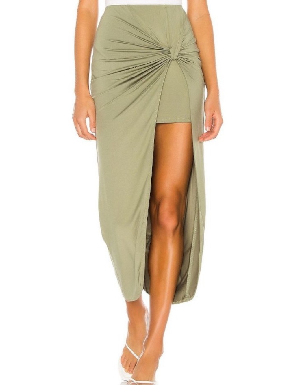 Superdown Marie Midi Skirt in Olive